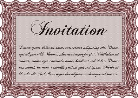 Invitation template. Excellent complex design. Easy to print. Detailed.