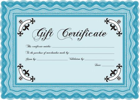 Formal Gift Certificate. Superior design. Easy to print. Vector illustration.