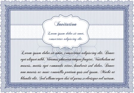 Invitation template. Detailed.With guilloche pattern. Artistry design. 