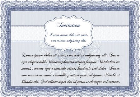 Invitation template. Detailed.With guilloche pattern. Artistry design.