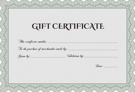 Formal Gift Certificate. With great quality guilloche pattern. Elegant design. Detailed.