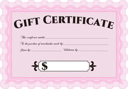 Retro Gift Certificate template. With complex linear background. Nice design. Customizable, Easy to edit and change colors.