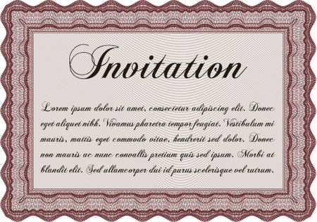 Retro invitation. With guilloche pattern and background. Vector illustration.Excellent design. 