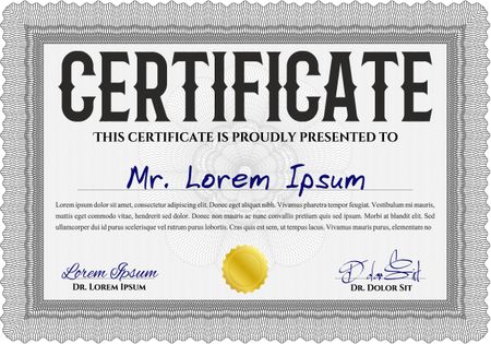 Grey Awesome Certificate templateMoney Pattern. Award. With great quality guilloche pattern. 