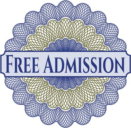 Free Admission written inside abstract linear rosette