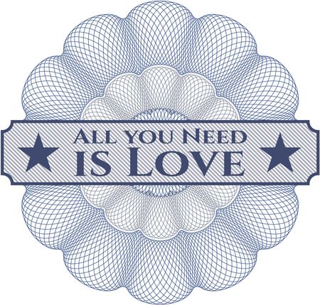 All you Need is Love rosette or money style emblem