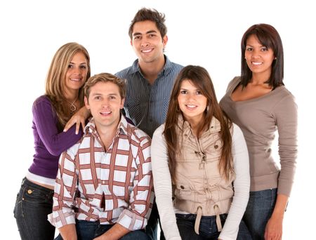 Casual group of people isolated over a white background