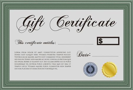 Retro Gift Certificate. Cordial design. Detailed. With background. 