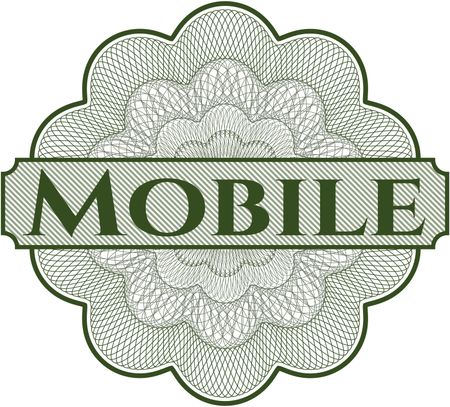 Mobile inside money style emblem or rosette