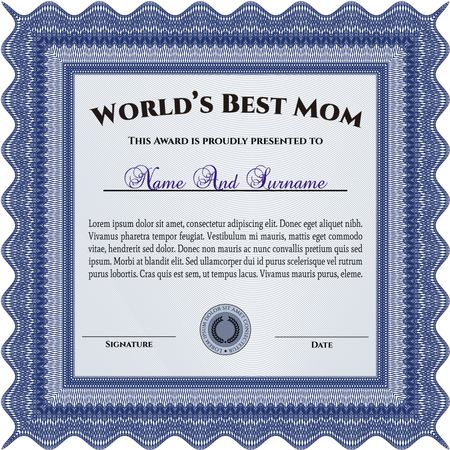 World's Best Mom Award Template. Customizable, Easy to edit and change colors. Cordial design. With background.