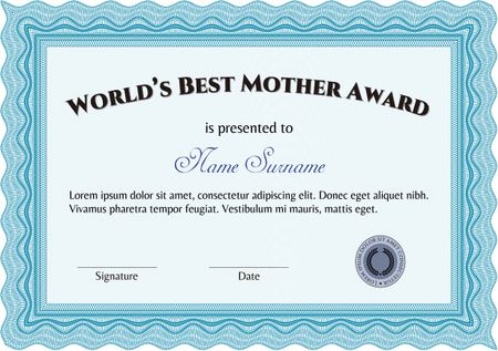 World's Best Mom Award Template. Customizable, Easy to edit and change colors. Cordial design. With background. 