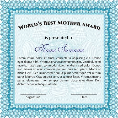 World's Best Mother Award Template. Complex background. Customizable, Easy to edit and change colors. Lovely design.