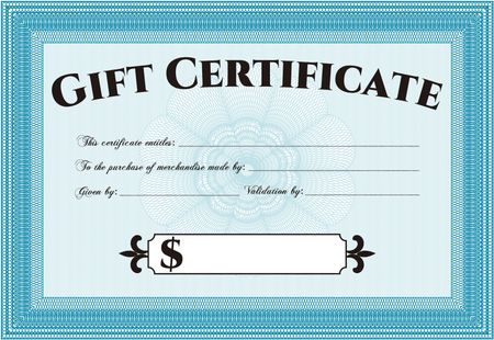 Formal Gift Certificate. Complex background. Customizable, Easy to edit and change colors. Lovely design.