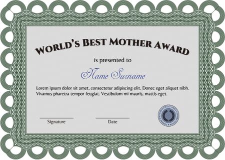 World's Best Mother Award Template. Complex background. Customizable, Easy to edit and change colors. Lovely design. 