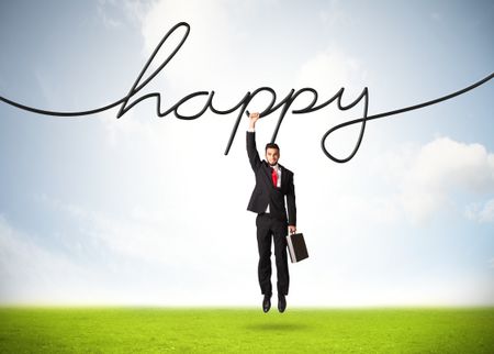 businessman-hanging-happy-rope-373640500 Businessman hanging on a happy rope