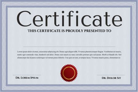Certificate or diploma template. Customizable, Easy to edit and change colors. Easy to print. Cordial design. Blue color.