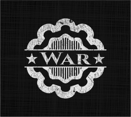 War chalkboard emblem on black board