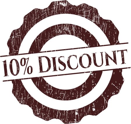 10% Discount rubber stamp with grunge texture