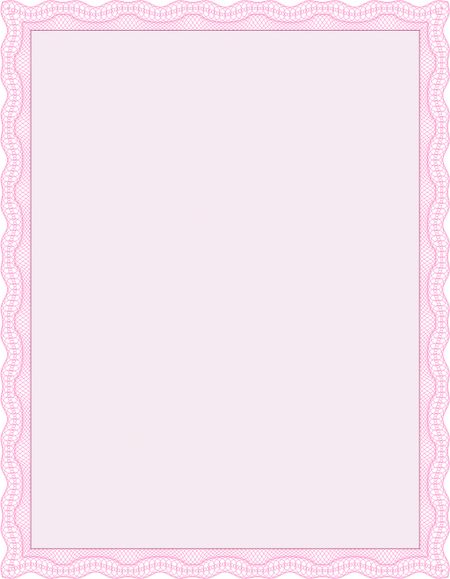Pink Certificatem diplmoa or award template. With guilloche pattern. Design template. Money style design. 