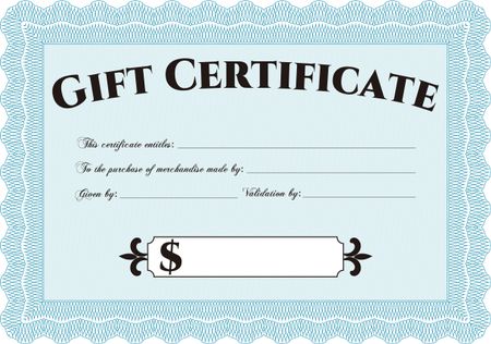 Vector Gift Certificate template. With complex linear background. Vector illustration. Excellent complex design. 