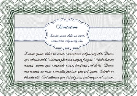 Retro invitation template. Artistry design. Border, frame. With linear background. 