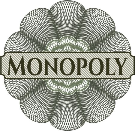 Monopoly written inside rosette