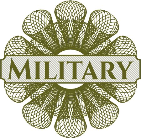 Military written inside a money style rosette