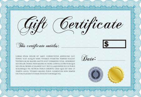 Gift certificate template. Border, frame. With linear background. Beauty design.