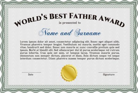 Best Dad Award Template. With complex linear background. Vector illustration. Excellent complex design. 