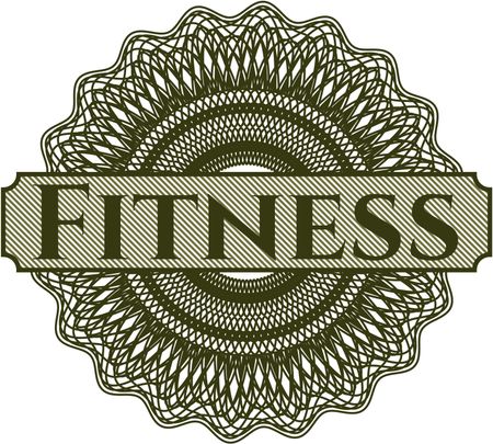 Fitness inside money style emblem or rosette