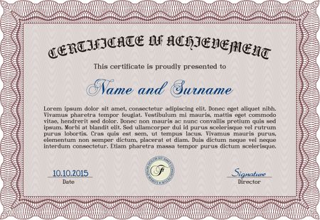 Red Certificate template. Detailed. Printer friendly. Nice design. 