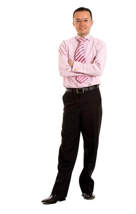 confident business man standing - isolated over a white background
