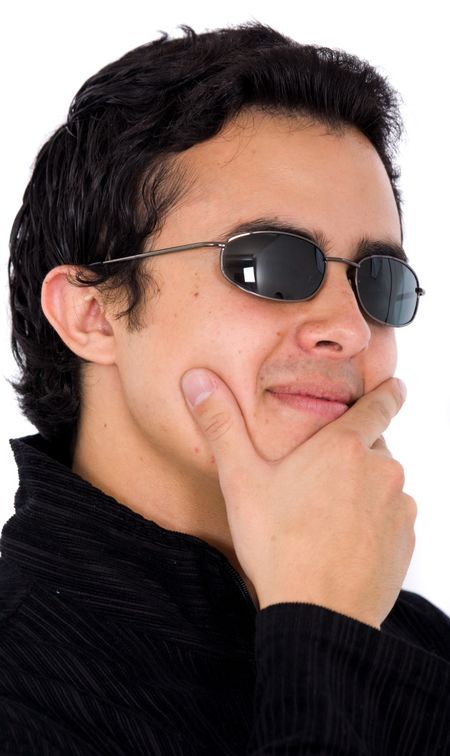 casual man portrait smiling - isolated over a white background