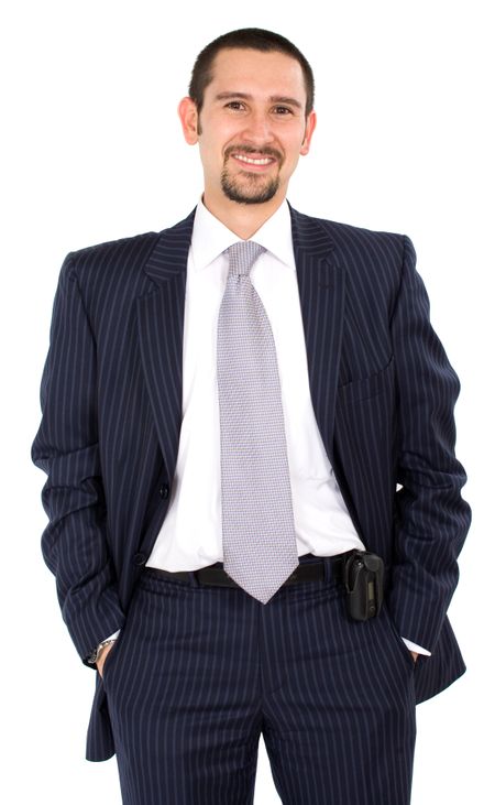 confident business man portrait - isolated over a white background