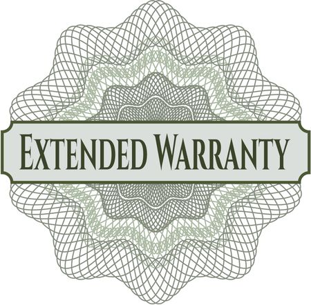 Extended Warranty written inside a money style rosette