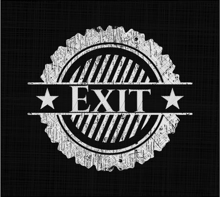 Exit chalk emblem, retro style, chalk or chalkboard texture