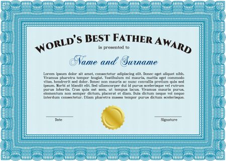 World's Best Father Award Template. Complex background. Customizable, Easy to edit and change colors. Lovely design. 
