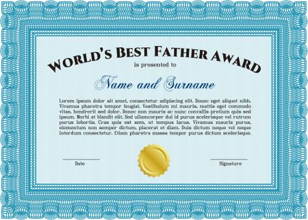 World's Best Father Award Template. Complex background. Customizable, Easy to edit and change colors. Lovely design.