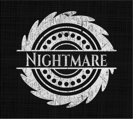 Nightmare chalk emblem, retro style, chalk or chalkboard texture