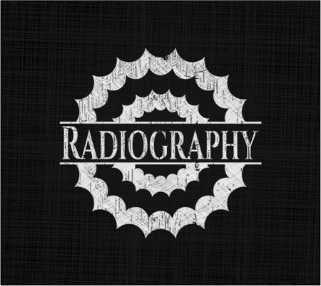 Radiography chalk emblem, retro style, chalk or chalkboard texture