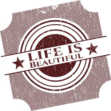 Life is Beautiful rubber stamp with grunge texture