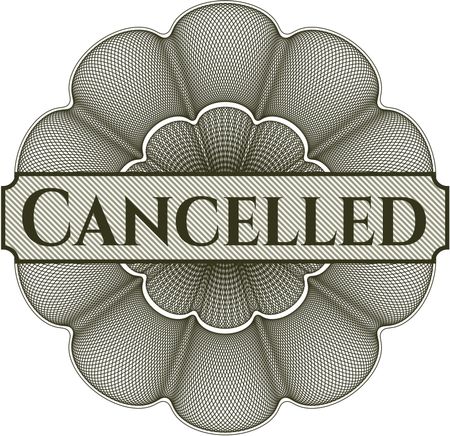 Cancelled rosette or money style emblem