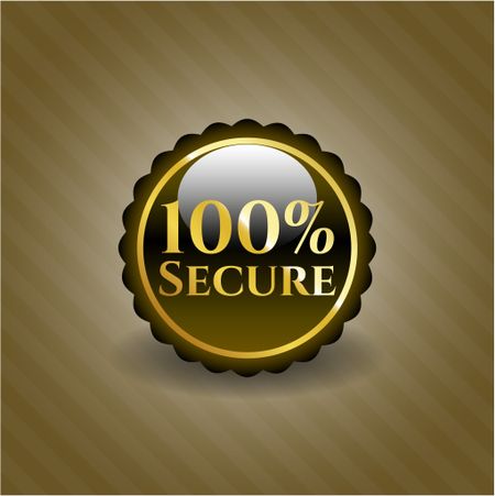 100% Secure gold emblem
