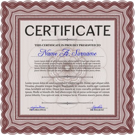 Red Diploma. With background. Border, frame. Good design. 