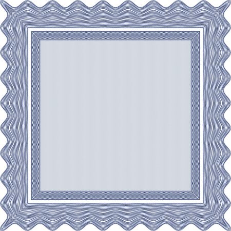 Classic Certificate template. Award. Money Pattern. With great quality guilloche pattern. Blue color.