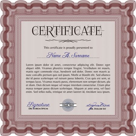 Red Diploma. Good design. Border, frame. With background. 