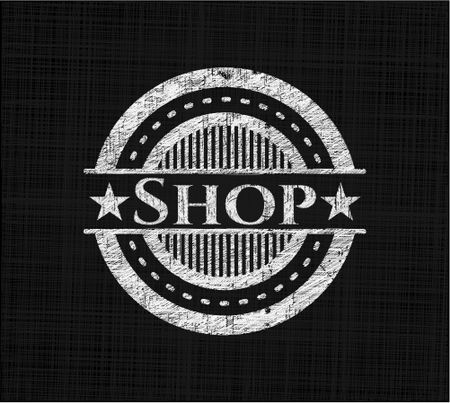 Shop chalkboard emblem on black board