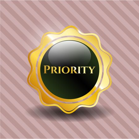Priority golden badge or emblem