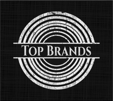 Top Brands chalkboard emblem on black board