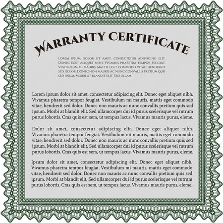 Sample Warranty. Border, frame. With linear background. Beauty design.